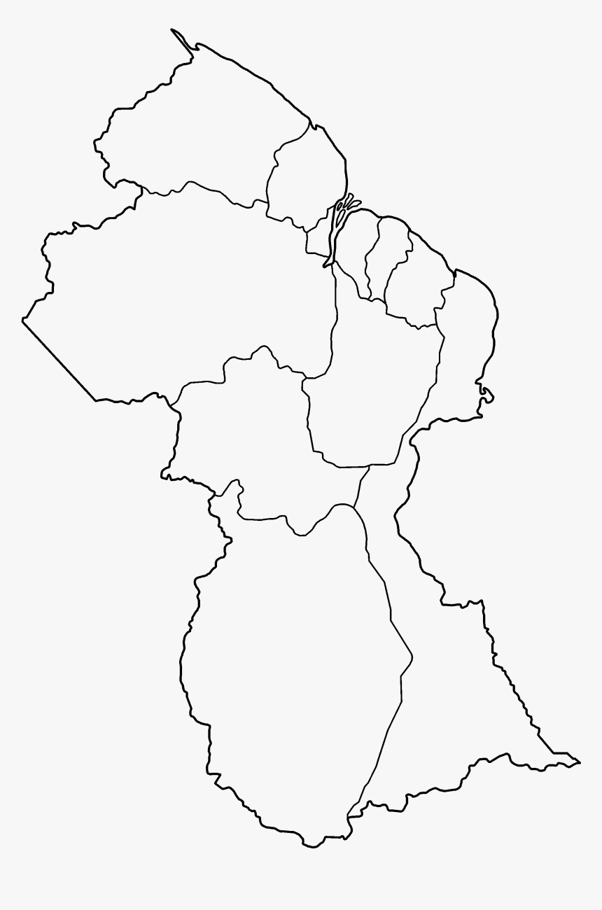 Blank Map Of Guyana Drawing Of The Map Of Guyana, Hd Png Download , Transparent Png Image -  Pngitem
