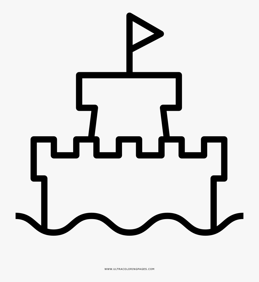 Sand Castle Coloring Page - Desenho De Um Castelo, HD Png Download