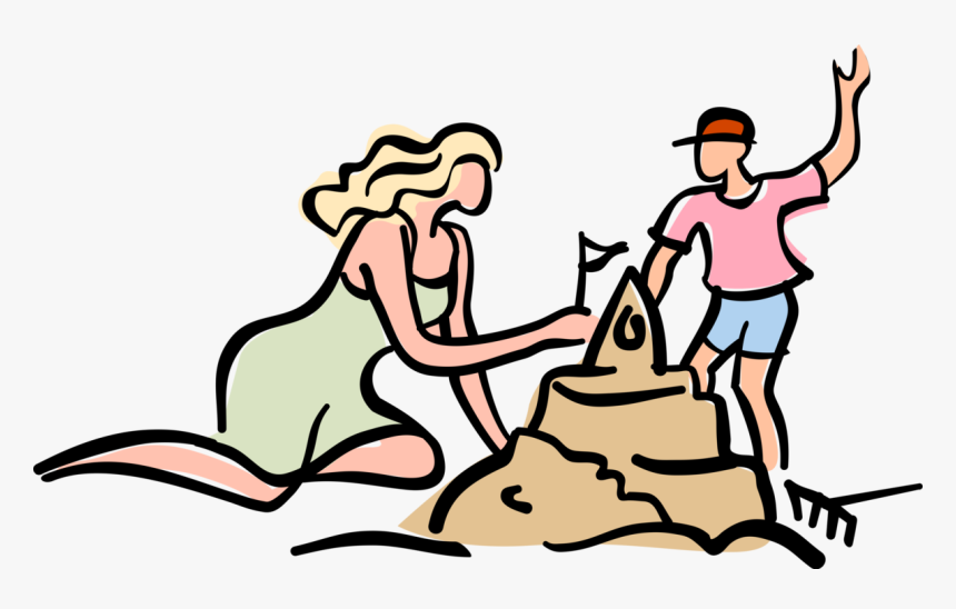 Vector Illustration Of Mother And Child Construct Sand, HD Png Download