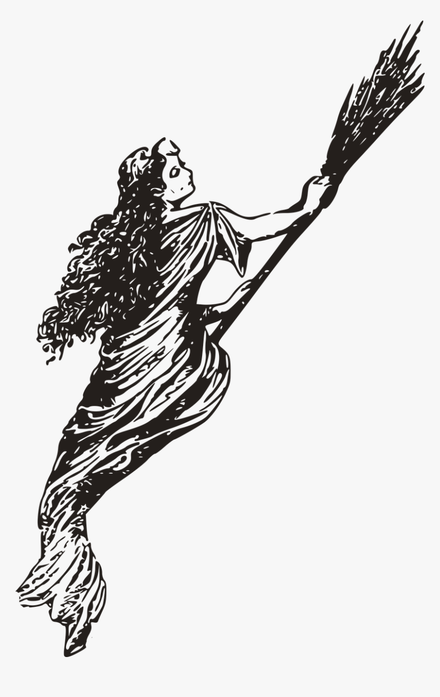 Witch On Broom Illustration, HD Png Download