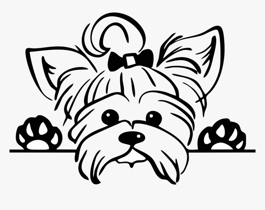Peeking Dog Decal Yorkie Clipart Black And White, HD Png Download