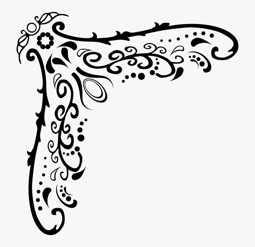 Corner Flourish - Corner Border Cliparts Black And White, HD Png Download