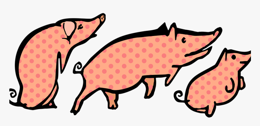 Pigs, Polka Dots, Animals, Swine, Domestic, Farming - The Three Little Pigs, HD Png Download