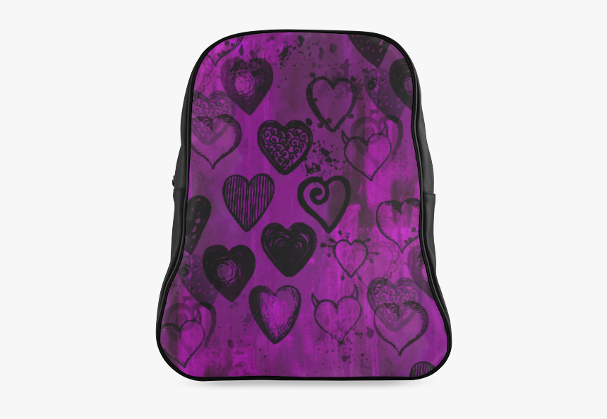 Grunge Purple Hearts School Backpack/large - Skull, HD Png Download