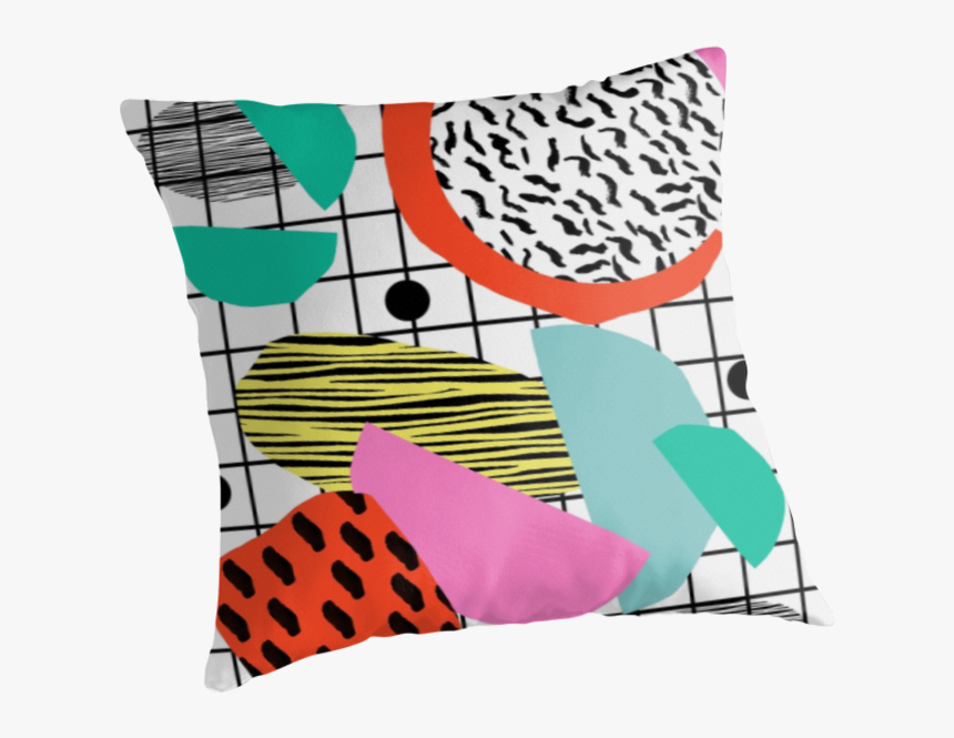 1980 S Style Throwback Retro Neon Grid Pattern Shapes - Throw Pillow, HD Png Download