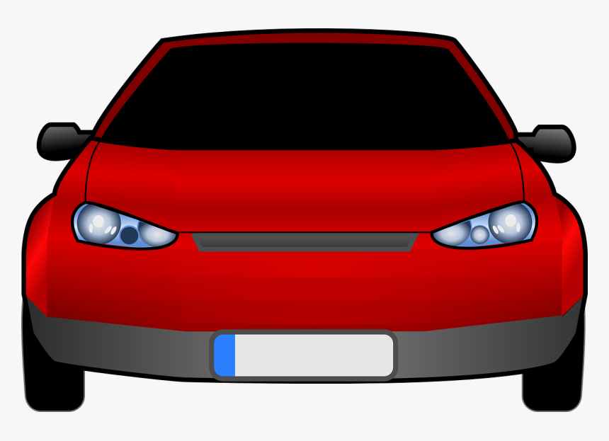 Car, Automobile, Headlamp, Headlight, License Tag - Car Clipart Png Front, Transparent Png