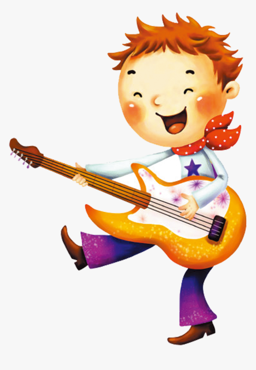 South Korea Cartoon Illustration - Baby Guitarist Drawing, HD Png Download