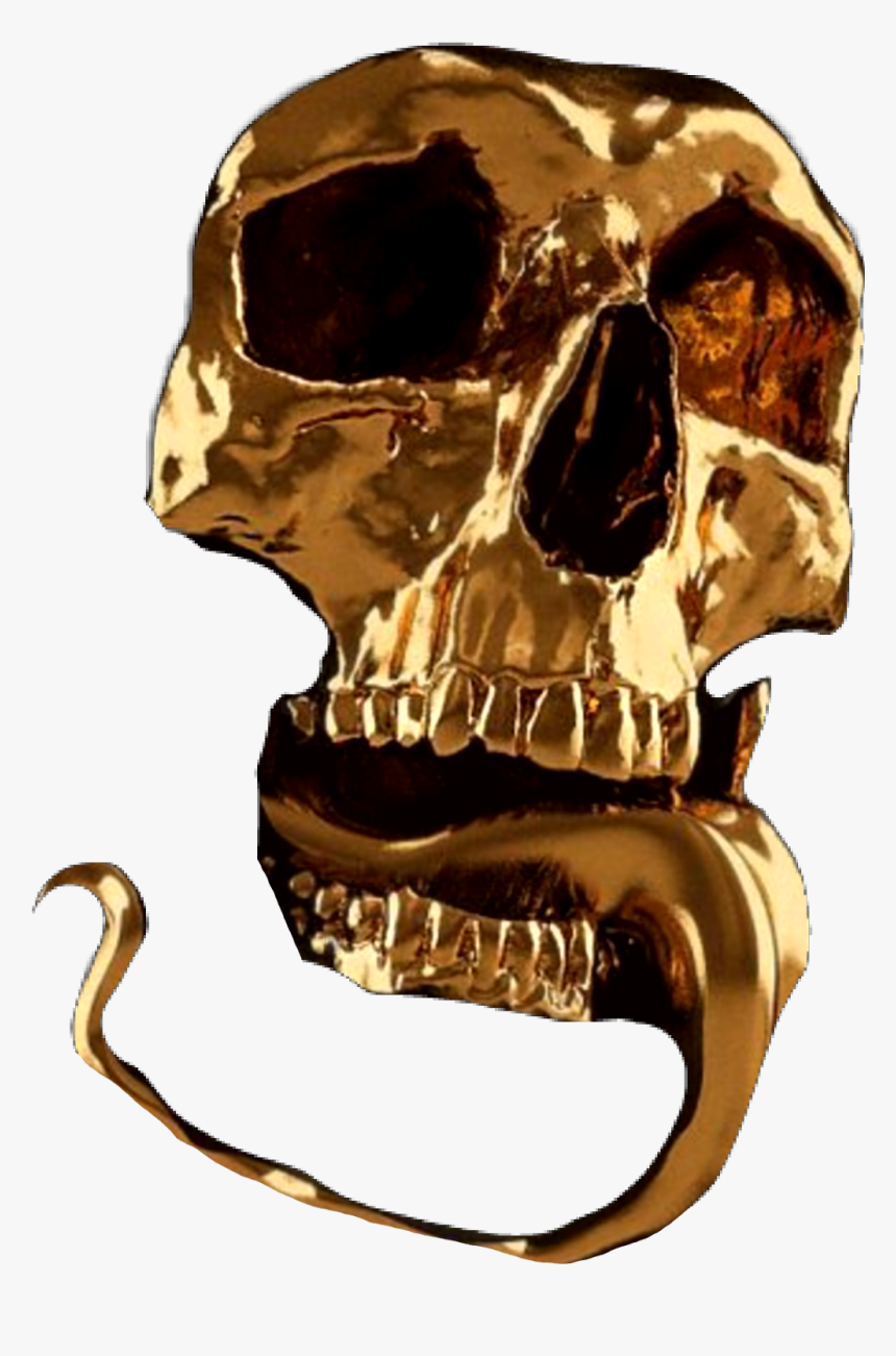 #gold #face #skullface #skull #oro #death #skeletal - Skull Black And Gold, HD Png Download
