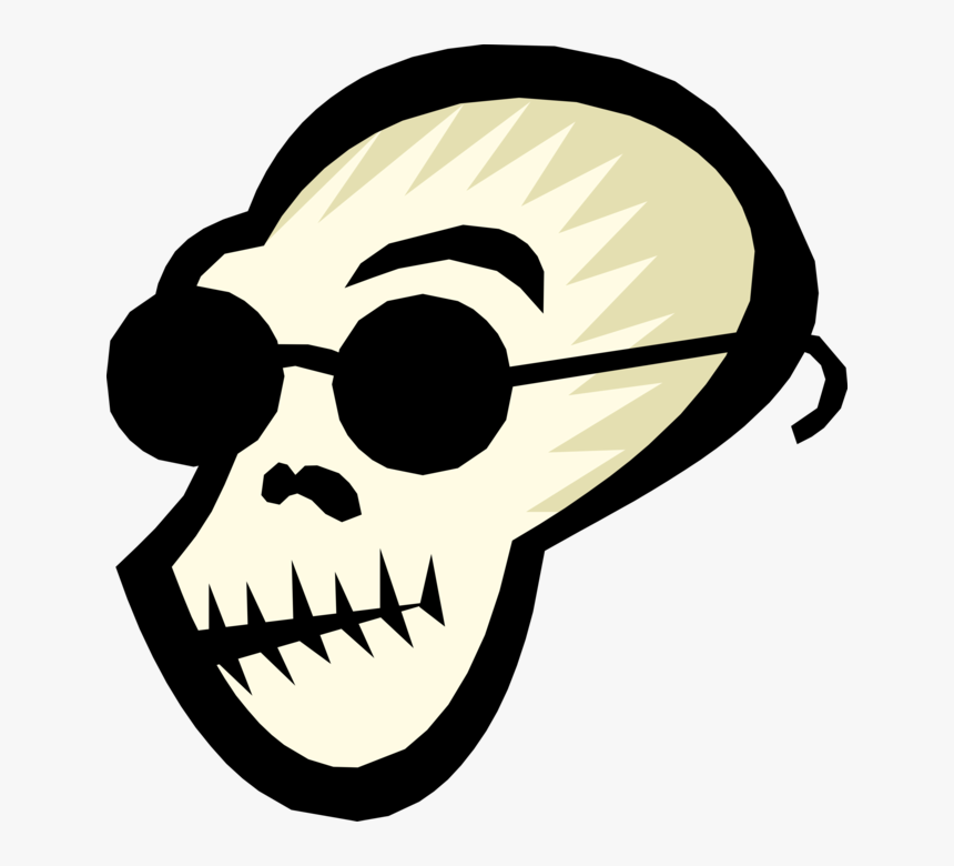 Vector Illustration Of Human Skull Face With Sunglasses, HD Png Download