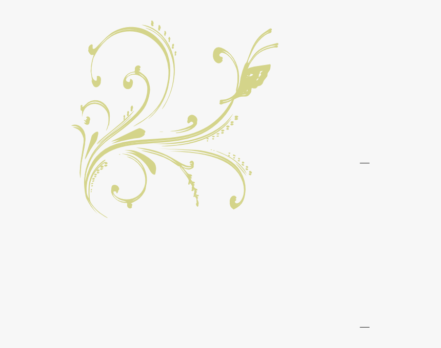 Gold Floral Design With Butterfly Clip Art At Clker - White Floral Design Png, Transparent Png