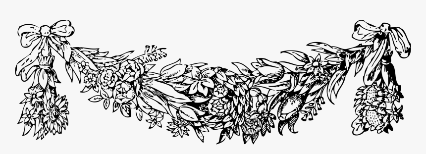 Art,monochrome Photography,monochrome - Christmas Garland Black And White, HD Png Download