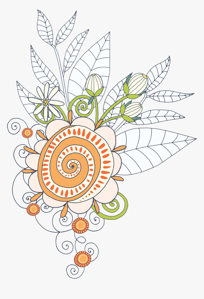Hand Painted Hook Line Sun Flower Png Transparent ,, Png Download