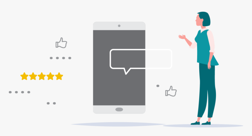 A Character Interacting With A Device Showing A Conversation - Illustration, HD Png Download