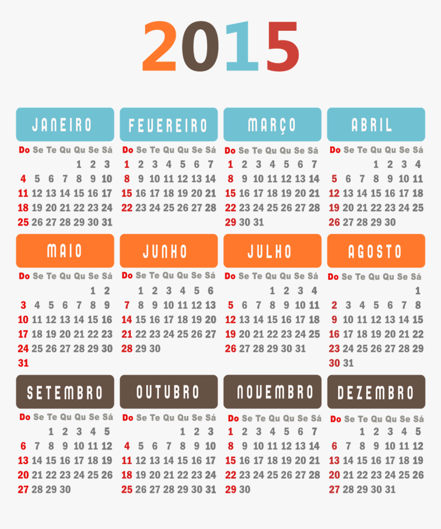 Calendario 2015 Brasil, HD Png Download