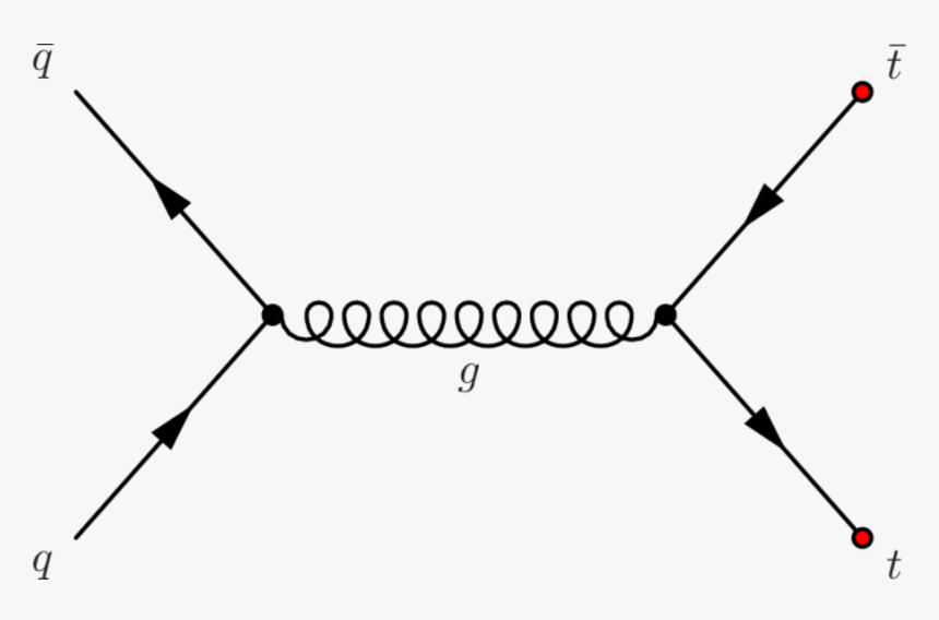 Ttbar Production Via Qqbar Annihilation - Quark Quark Feynman Diagram Gluon, HD Png Download