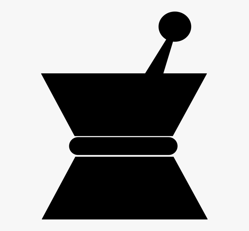 Pharmacy, Pestle, Mortar, Black, Silhouette, Crush - Mortar And Pestle Silhouette, HD Png Download
