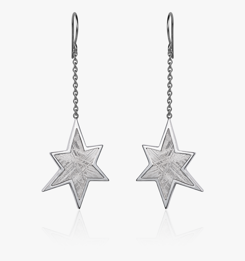 Meteorite Star Dangle Earrings In Silver , Png Download - Earrings, Transparent Png