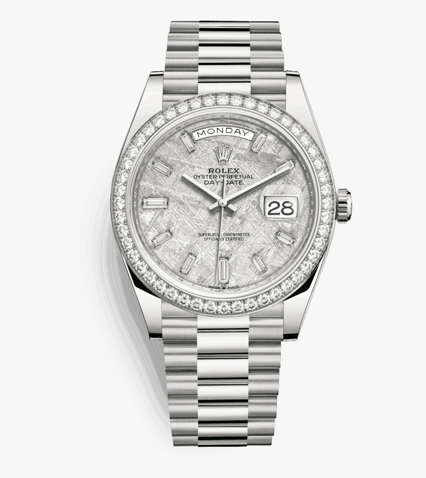 Rolex Day-date 40 40mm 18 Kt White Gold Meteorite Set - Rolex Day Date Silber, HD Png Download