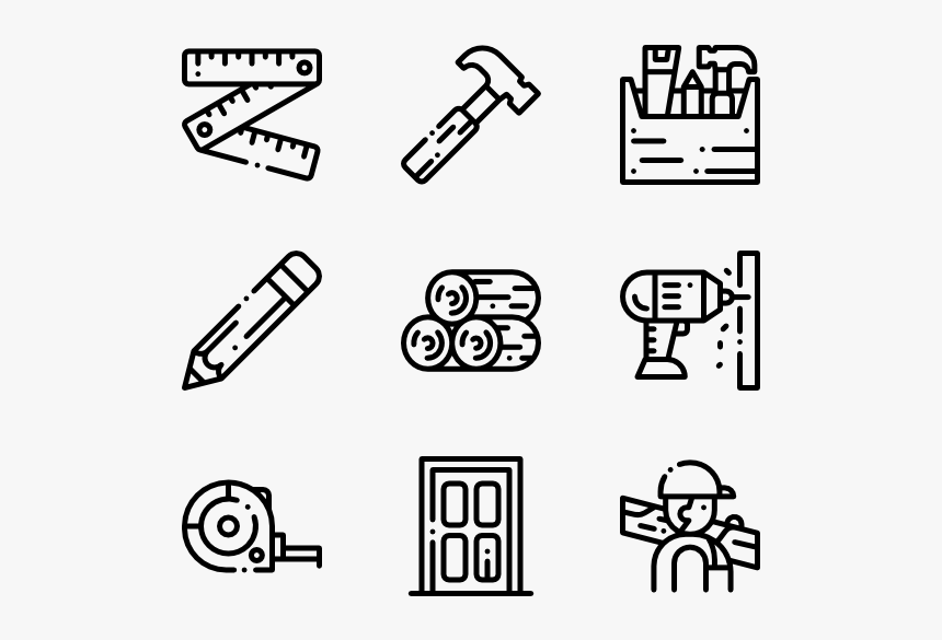 Carpenter Elements And Tools - Design Vector Icon, HD Png Download