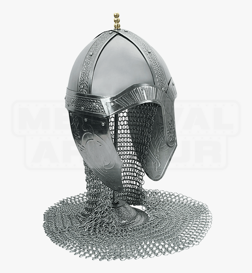 Medieval Norman Helm With Aventail - Medieval Helmet With Chainmail, HD Png Download