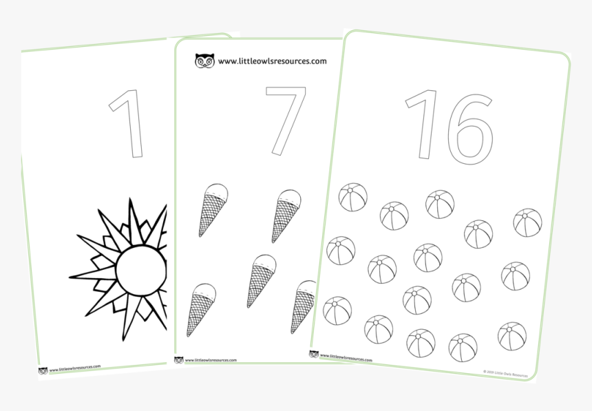 1-20 Summer Counting Colouring Cover - Paper, HD Png Download