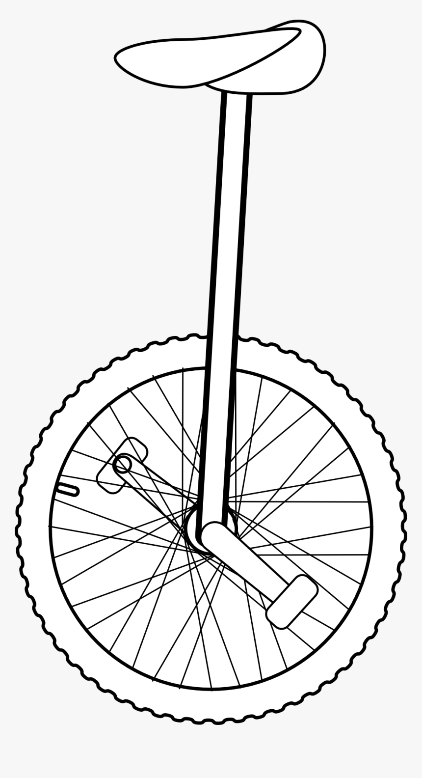 Unicycle Coloring Image - Unicycle Clipart Black And White, HD Png Download