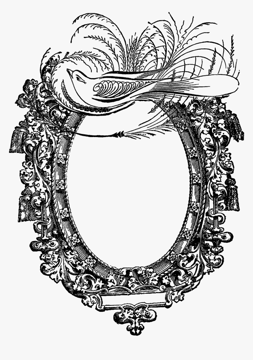 Frame Bird Decorative Art Clipart Crafting Supply Illustration - Gold Oval Frame With Red Roses, HD Png Download