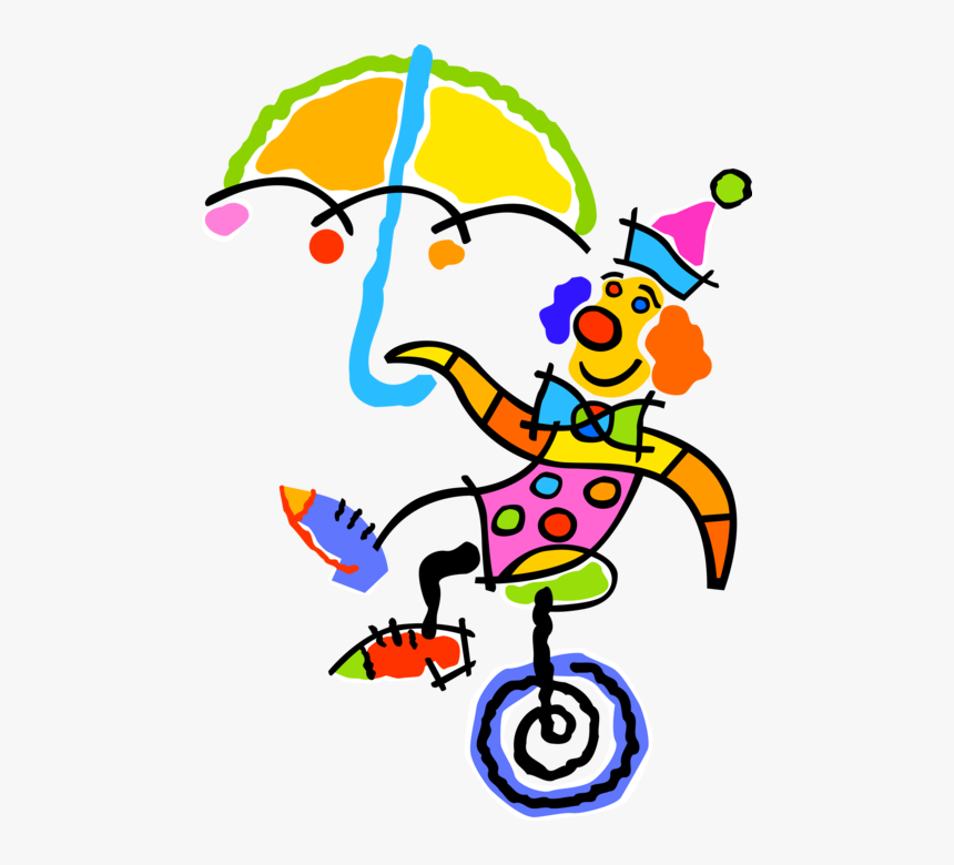 Vector Illustration Of Big Top Circus Clown With Umbrella - Tale In Past Simple, HD Png Download