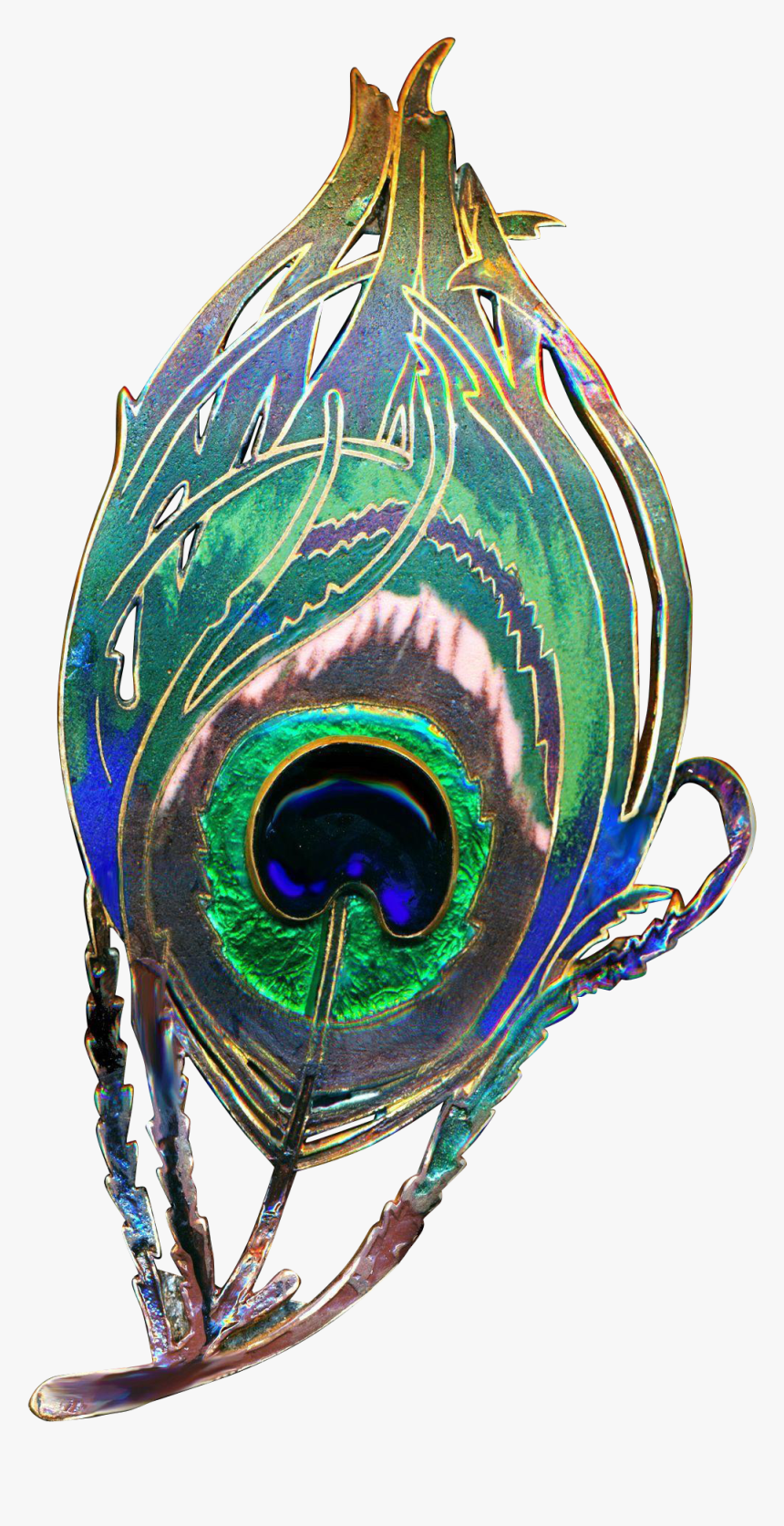 Brooch Stunning Piel Freres Art Nouveau Enamel On Brass - Art Nouveau Peacock Eye, HD Png Download