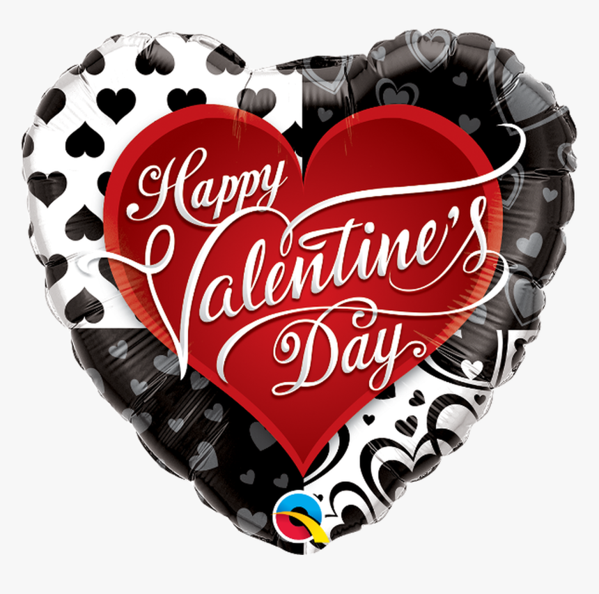 Valentine S Black And Red Hearts - Happy Valentines Day Balloon Foil, HD Png Download