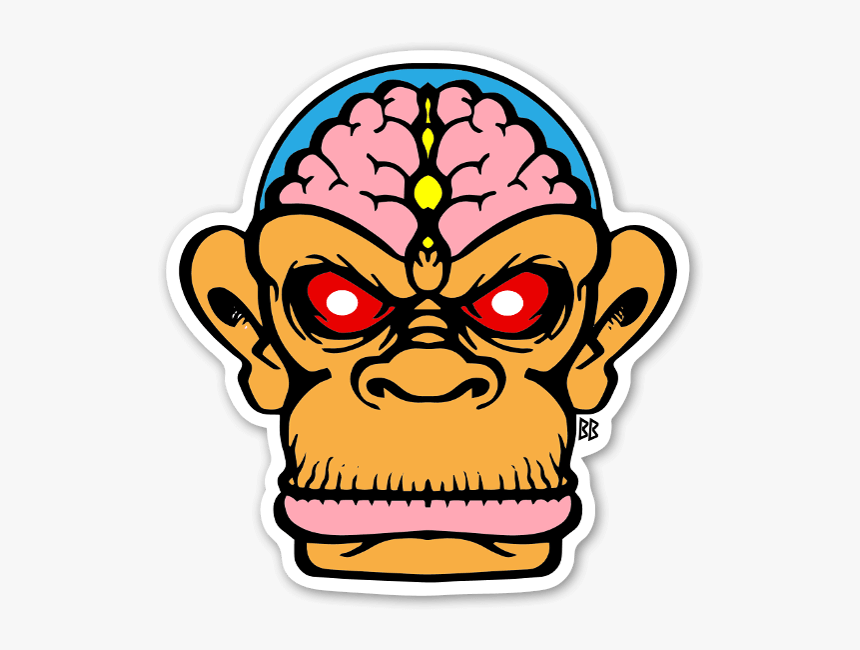 The Brain Chimp Custom Sticker - Calcomanias Png, Transparent Png
