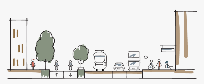 Conceptual Diagram Of An Ideal Street Design - Illustration, HD Png Download