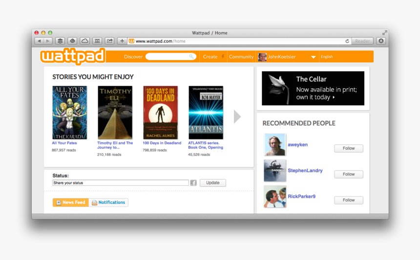 Wattpad - Wattpad Home, HD Png Download