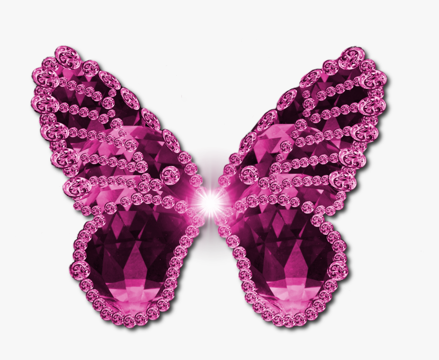 Diamond Clipart Hot Pink - Butterfly Png Glitters Png, Transparent Png
