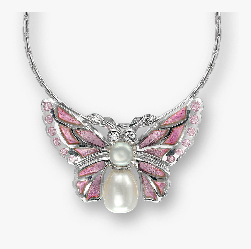 Nicole Barr Designs Sterling Silver Butterfly Necklace-pink - Butterfly Necklace Transparent, HD Png Download