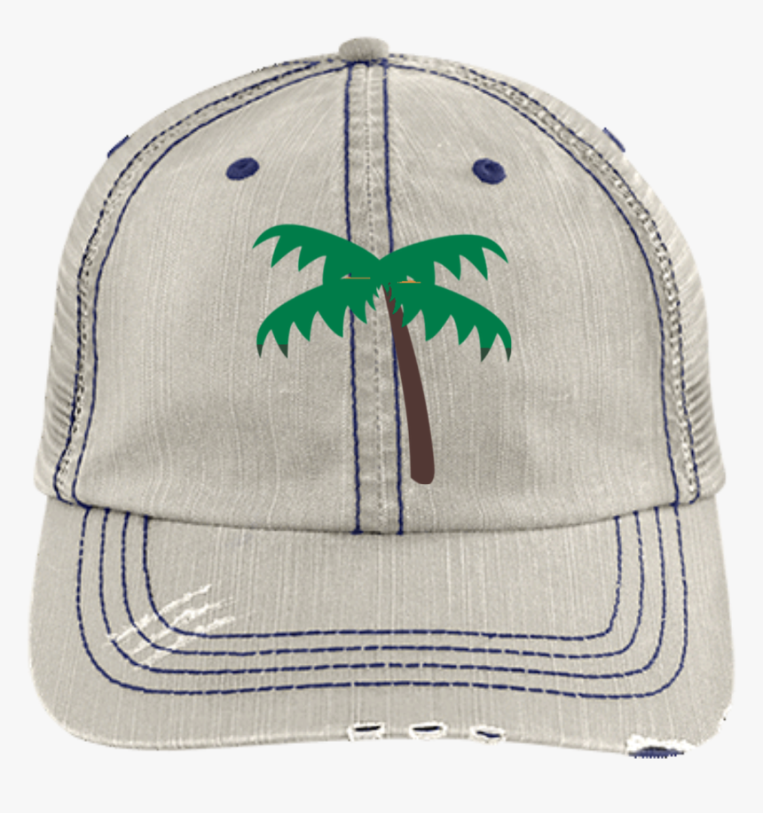 Palm Tree Emoji 6990 Distressed Unstructured Trucker - Baseball Cap, HD Png Download