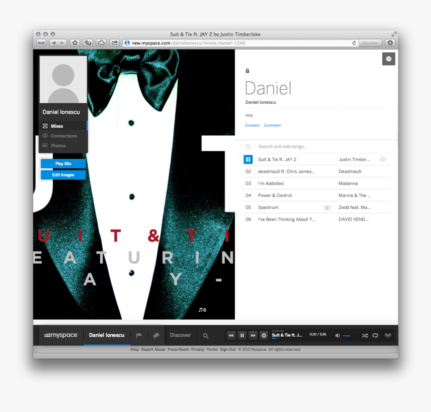 Myspace Is All About Music - Justin Timberlake Suit Tie Remix, HD Png Download