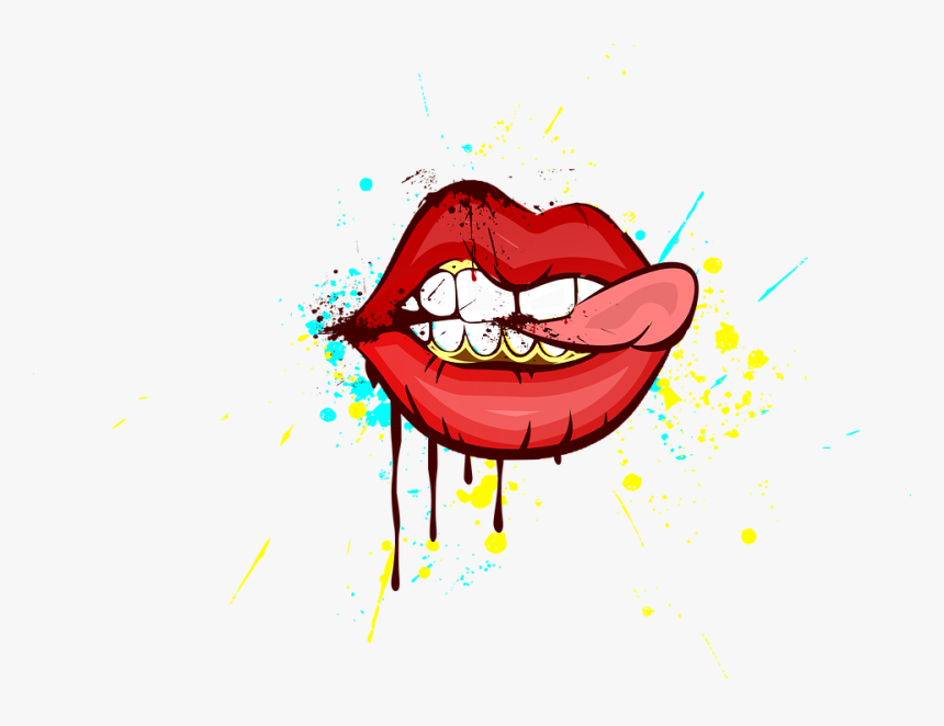Lips, Art, Painting, Design, Teeth, Mural Painting - Lips Art Png, Transparent Png
