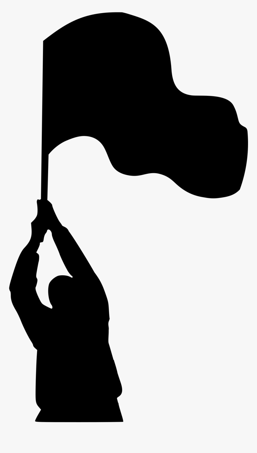 Antifascist Holding A Flag Clip Arts - Man Holding Flag Silhouette, HD Png Download