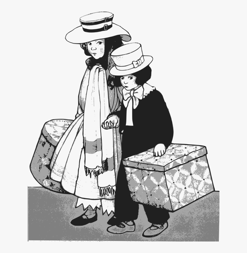 4 Brothers Clipart Black And White - Brother And Sister Traveling, HD Png Download