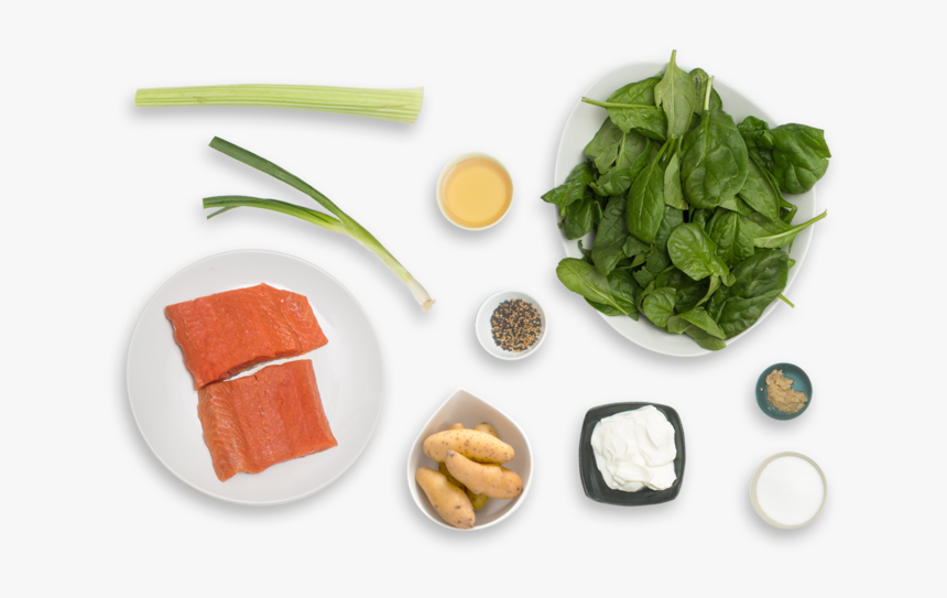 Seared Salmon & Green - Top View Garlic Png, Transparent Png
