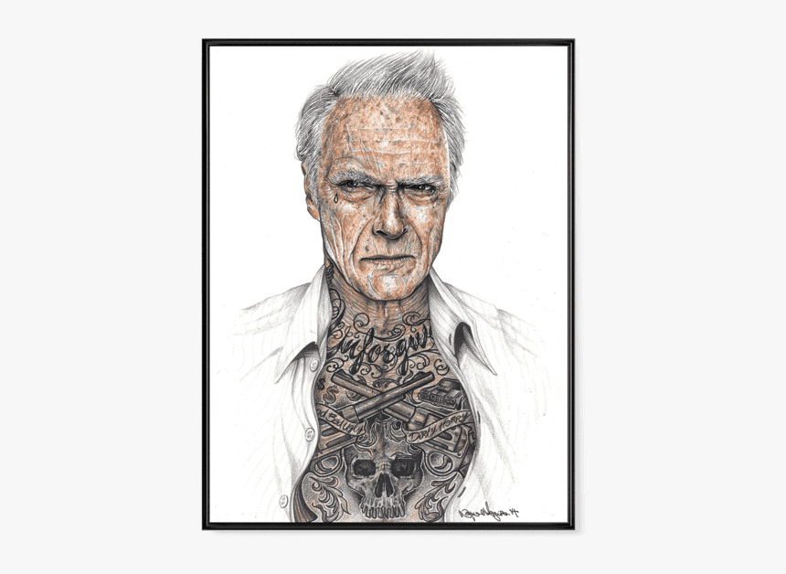 Portrait Tattoo Clint Eastwood, HD Png Download