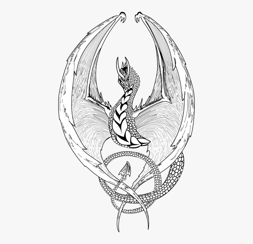 Line Art,plant,dragon, HD Png Download