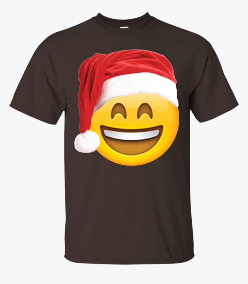 Emoji Christmas Shirt Smiley Face Santa Hat Family - T-shirt, HD Png Download
