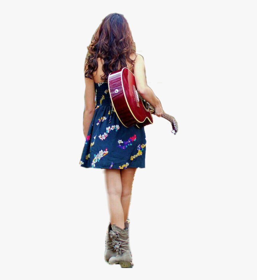 #girl #behind #walking #gitar #outside - Picsart Girls Sticker, HD Png Download