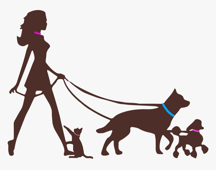 Edinburgh Dog Walking Pet Sitting - Woman Walking Dogs Silhouette, HD Png Download