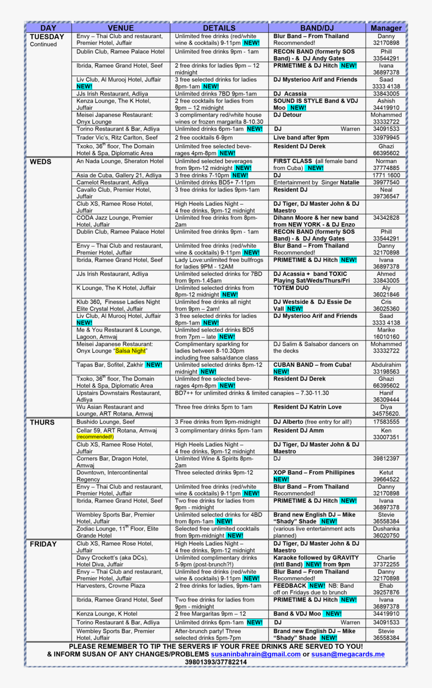 Bahrain Ladies Night Schedule, HD Png Download