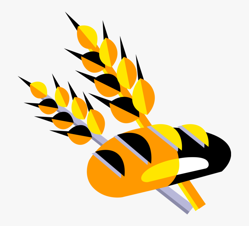 Vector Illustration Of Fresh Baked Bread With Wheat - Wheat And Loaf Clip Art, HD Png Download