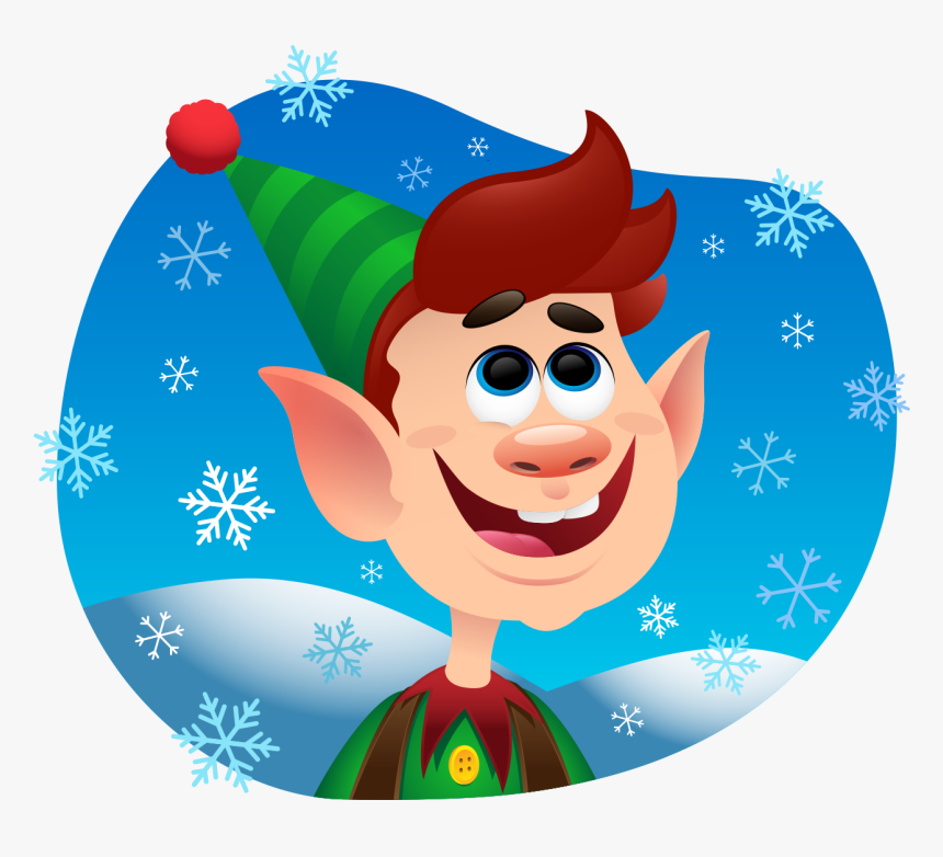 Christmas Elf Snow Snow Flakes Smiling Face Illustator - Cartoon, HD Png Download