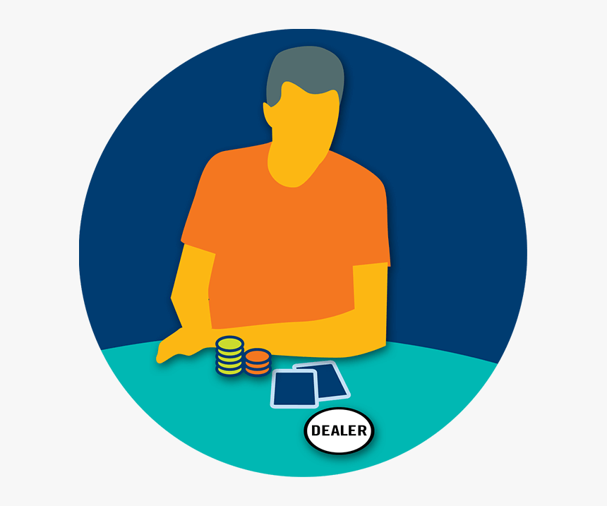 A Player Sits At The Poker Table With Chips, Cards - Illustration, HD Png Download